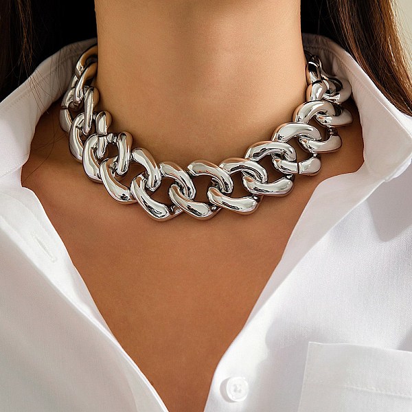 

PandaHall Chunky Aluminum Curb Chain Necklaces for Women, Platinum, 10.83 inch(27.5cm) Aluminum Rectangle