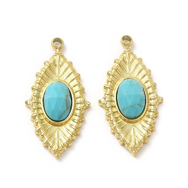 

PandaHall Natural Turquoise Pendants, Faceted Horse Eye Charms, with Vacuum Plating Real 18K Gold Plated 201 Stainless Steel Findings...