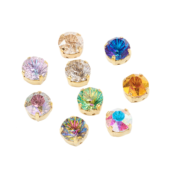

PandaHall Sew on Rhinestone, Glass Rhinestone, with Raw(Unplated) Brass Prong Settings, Garments Accessories, Flat Round, Mixed Color..., Multicolor