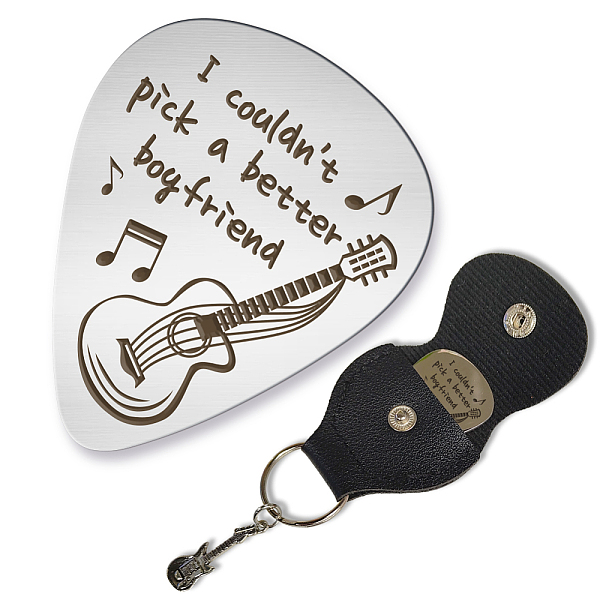 

PandaHall arricraft 1 Pc Stainless Steel Guitar Pick, Best Boyfriend Theme Pick Plectrums with Case Love Theme Celluloid Mediator Bass Rock...