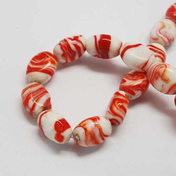 

PandaHall Handmade Lampwork Beads, Oval, Orange Red, 21x17x12mm, Hole: 1~3mm Lampwork Oval Red