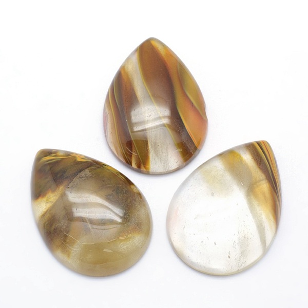 

PandaHall Tigerskin Glass Cabochons, Drop, 34~35x24~25x6.5~7mm Watermelon Stone Teardrop