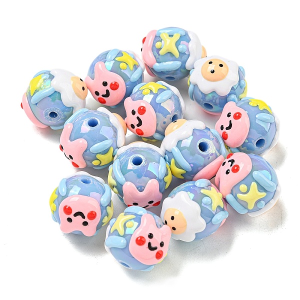 

PandaHall Hand Painted Acrylic with Enamel Beads, Cartoon, Light Steel Blue, 15x17~18.5x18~20.5mm, Hole: 2.7mm Acrylic Others