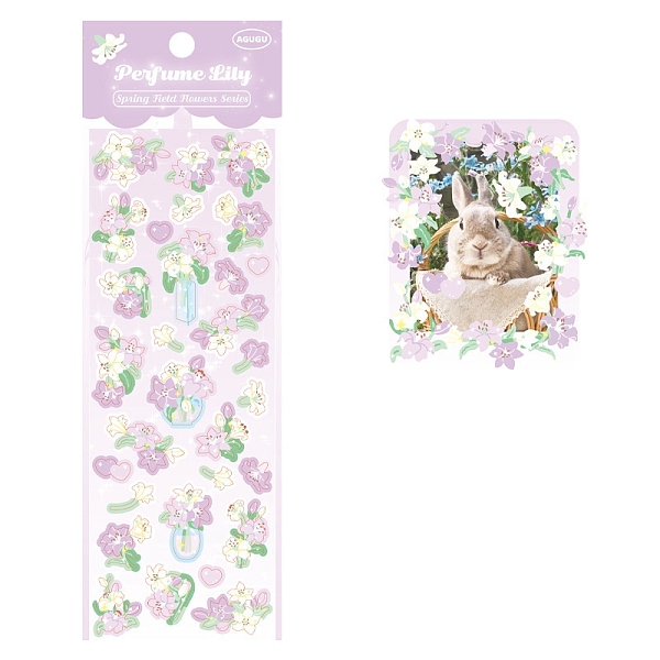Flowers with Rabbits Paper Sticker