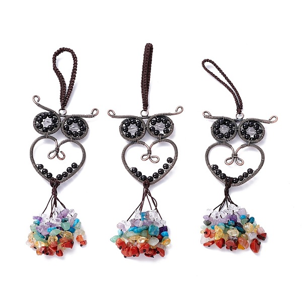 

PandaHall Natural Obsidian Big Pendant Decorations, with Brass Findings, Owl, Cadmium Free & Lead Free, 173mm Obsidian Owl
