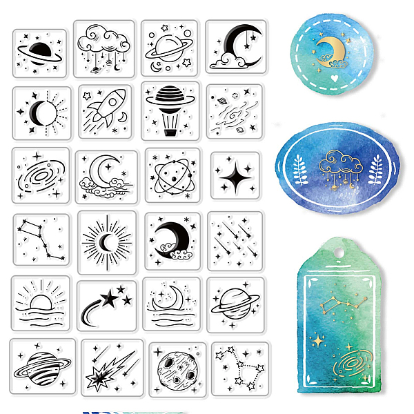 

PandaHall CRASPIRE Celestial Clear Stamps for Card Making Scrapbooking Crafting DIY Decorations, Moon and Stars Transparent Silicone Seal...