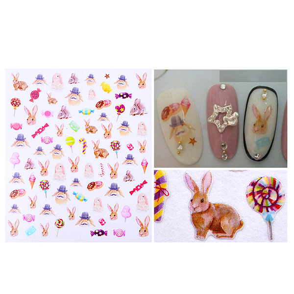 

PandaHall Watermark Slider Gel Nail Art, 3D Flower/Fruit/Animal Nail Design Manicure Tips, for Women Girls Manicure Nail Art Decoration..., Multicolor