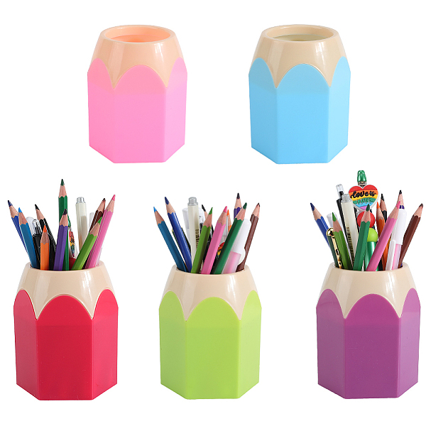 5色のプラスチックペンホルダー5個