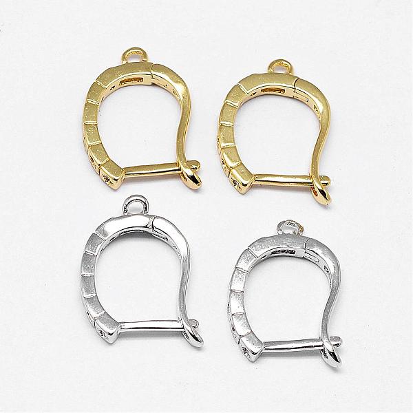 

PandaHall Brass Micro Pave AAA Cubic Zirconia Ear Harp Hoop Earring Findings, with Latch Back Closure, Cadmium Free & Nickel Free & Lead..., Multicolor