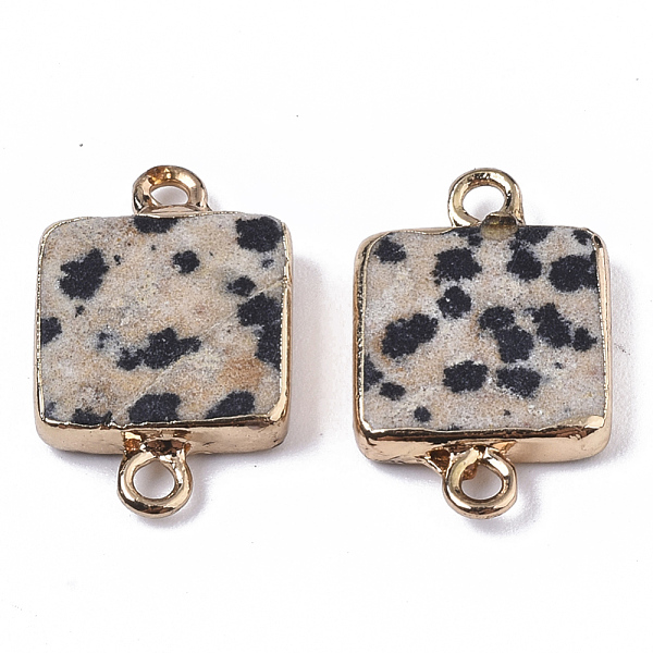 

PandaHall Natural Dalmatian Jasper Links connectors, with Edge Golden Plated Iron Loop, Square, 20~21x12.5x3mm, Hole: 1.5mm Dalmatian Jasper...