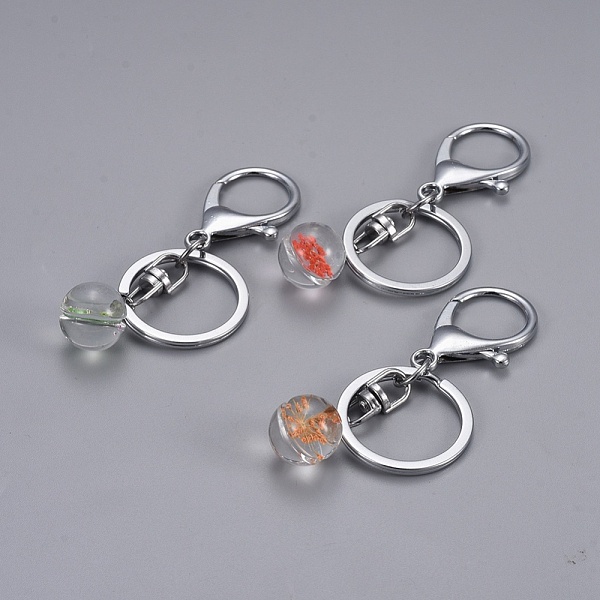 

PandaHall Glass Pendants Keychain, with Brass Jump Ring and Alloy Key Clasps, Round, Mixed Color, 73~74mm, round: 20.5x15~16mm Glass Round..., Multicolor
