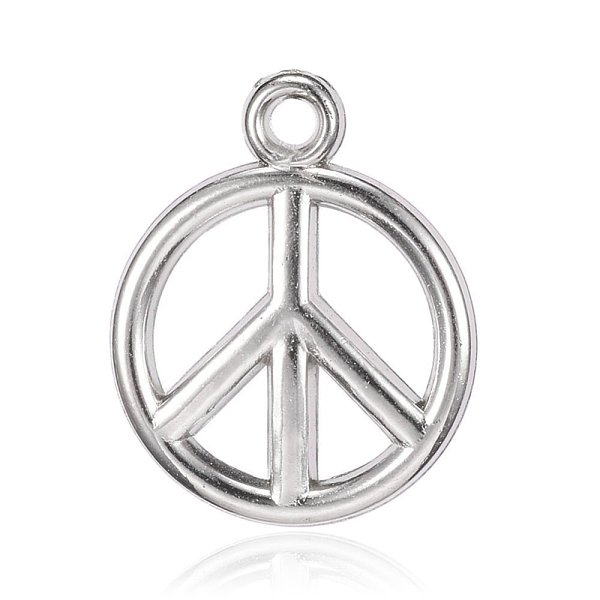 

PandaHall CCB Plastic Pendants, Peace Sign, Platinum, 19x15.5x3mm, Hole: 2mm Plastic Peace Sign