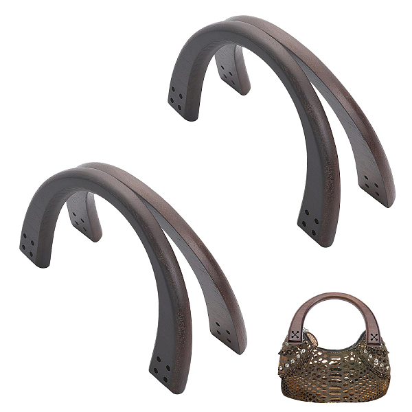 

PandaHall Wood Bag Handles, Arch, for Straw Woven Bag Making, Coffee, 11.6x18.7x1.2cm, Hole: 4mm Wood Brown