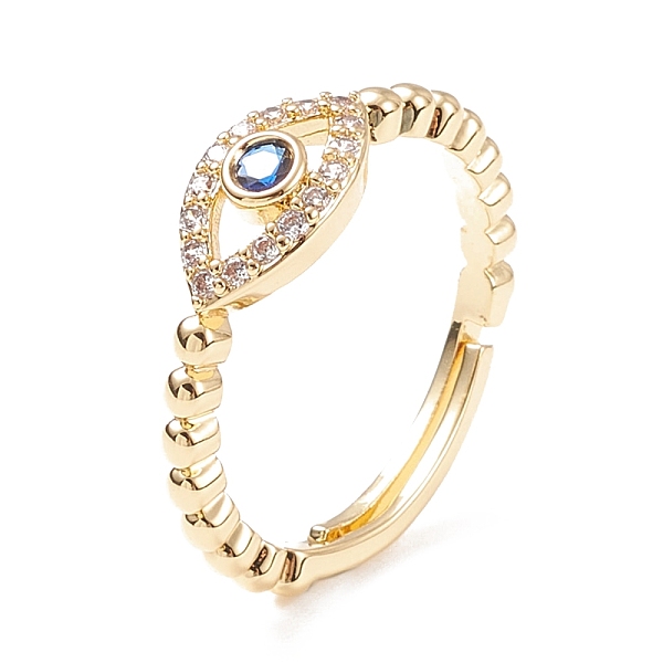 

PandaHall Cubic Zirconia Horse Eye Adjustable Ring, Brass Jewelry for Women, Cadmium Free & Lead Free, Real 18K Gold Plated, Inner Diameter..., Clear