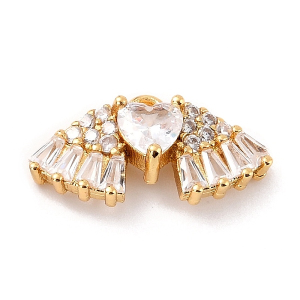 

PandaHall Eco-Friendly Brass Micro Pave Clear Cubic Zirconia Charms, Cadmium Free & Lead Free, Heart and Wing, Real 18K Gold Plated...