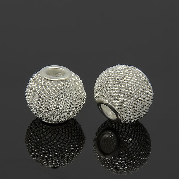

PandaHall DIY Material Silver Color Plated Rondelle Iron Wire Mesh Beads for Basketball Wives Earrings Making, Size: about 16mm in diameter...