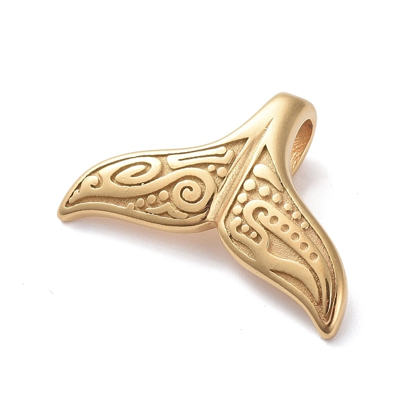 PandaHall 304 Stainless Steel Pendants, Fishtail Shape, Golden, 17x25.5x2mm, Hole: 7x3mm 304 Stainless Steel Fish