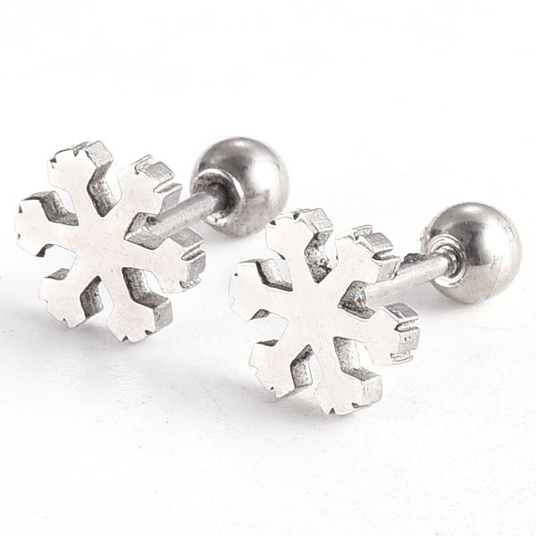 

PandaHall 201 Stainless Steel Barbell Cartilage Earrings, Screw Back Earrings, with 304 Stainless Steel Pins, Snowflake, Stainless Steel...