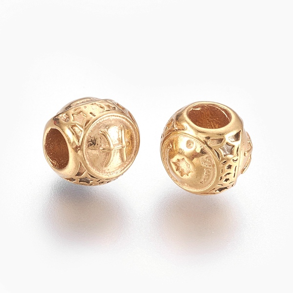 

PandaHall 316 Surgical Stainless Steel European Beads, Large Hole Beads, Ion Plating (IP), Rondelle, Pisces, Golden, 10x9mm, Hole: 4mm 316...