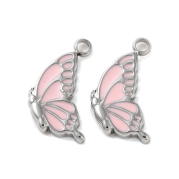 

PandaHall 304 Stainless Steel with Enamel Charms, Butterfly Charm, Stainless Steel Color, Pink, 14.5x9x2mm, Hole: 1.6mm Stainless...