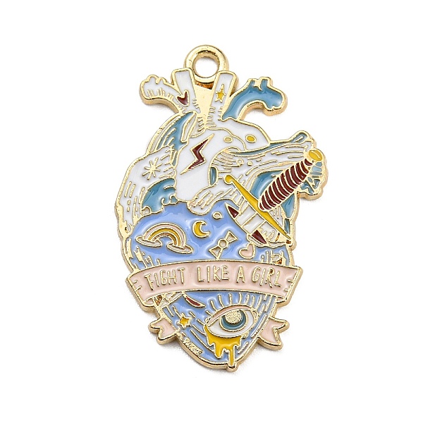 

PandaHall Alloy Enamel Pendants, Golden, Heart Charm, Eye, 33~33.5x21~21.5x1.3~1.4mm, Hole: 1.8mm Alloy+Enamel Eye