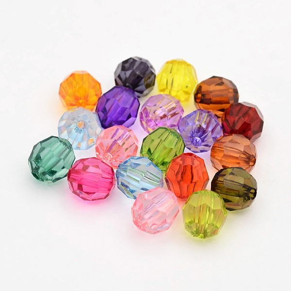 

PandaHall Faceted Transparent Acrylic Round Beads, Mixed Color, 6mm, Hole: 1mm Acrylic Round Multicolor