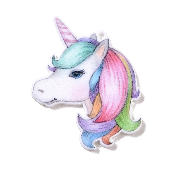 

PandaHall Printed Opaque Acrylic Pendants, Animal Theme Charms, Unicorn Pattern, 39.5x29x2mm, Hole: 1.6mm Acrylic Unicorn