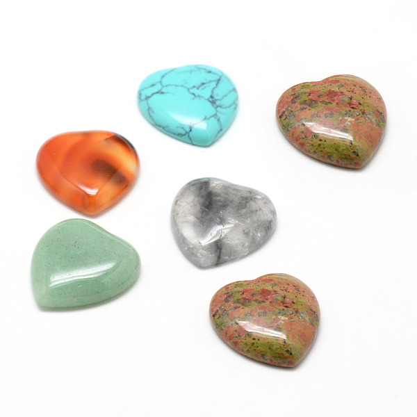 

PandaHall Natural & Synthetic Mixed Stone Cabochons, Heart, 10x10x5mm Mixed Stone Heart