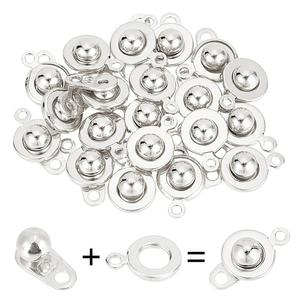 

PandaHall GOMAKERER 20Pcs 201 Stainless Steel Snap Clasps, Silver, 15x9x5mm, Hole: 1.5~1.8mm 201 Stainless Steel