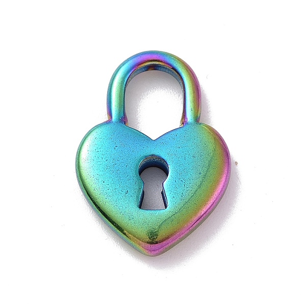 

PandaHall Vacuum Plating 304 Stainless Steel Pendants, Heart Lock, Rainbow Color, 16x12x2.5mm, Hole: 6x4.2mm 304 Stainless Steel Lock