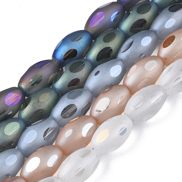 

PandaHall Frosted Electroplate Glass Beads Strands, Oval, Mixed Color, 13x8mm, Hole: 1.2mm, about 60pcs/strand, 30.71 inch(78cm) Glass Oval..., Multicolor