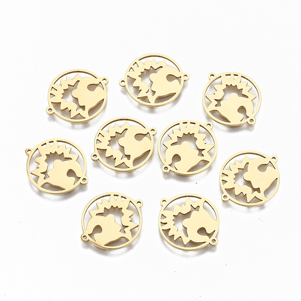 

PandaHall 304 Stainless Steel Links Connectors, Laser Cut, Real 18K Gold Plated, 15x18x1mm, Hole: 0.8mm 304 Stainless Steel Others