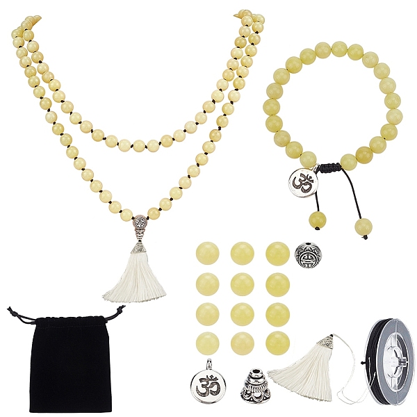 PandaHall SUNNYCLUE DIY Jewelry Making Kits, Including Natural Lemon Jade Beads, Polyester Tassel Pendant Decorations, Alloy Pendants and...