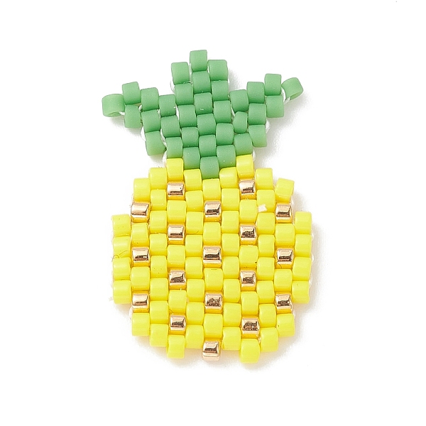 

PandaHall Handmade Loom Pattern Seed Beads, Pineapple Charms, Yellow, 24x15x2mm, Hole: 0.7mm Glass Pineapple Yellow