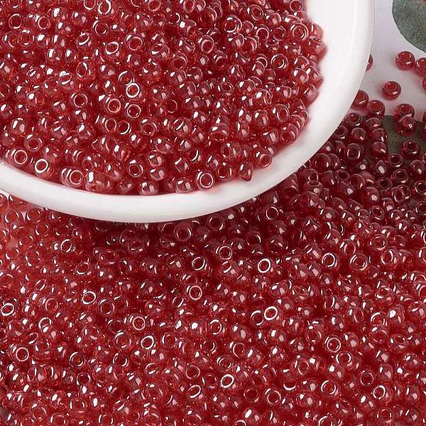 

PandaHall MIYUKI Round Rocailles Beads, Japanese Seed Beads, 8/0, (RR166) Transparent Ruby Luster, 3mm, Hole: 1mm, about 422~455pcs/10g..., Red