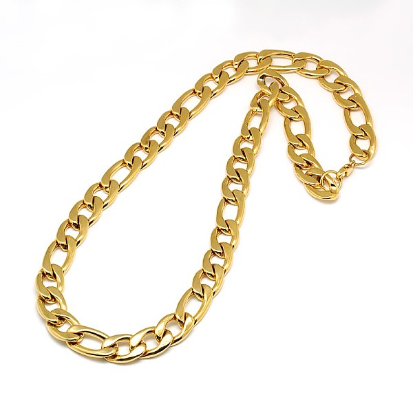 

PandaHall Fashionable 304 Stainless Steel Figaro Chain Necklaces for Men, with Lobster Claw Clasps, Golden, 24.02 inch(61cm)x13mm 304...