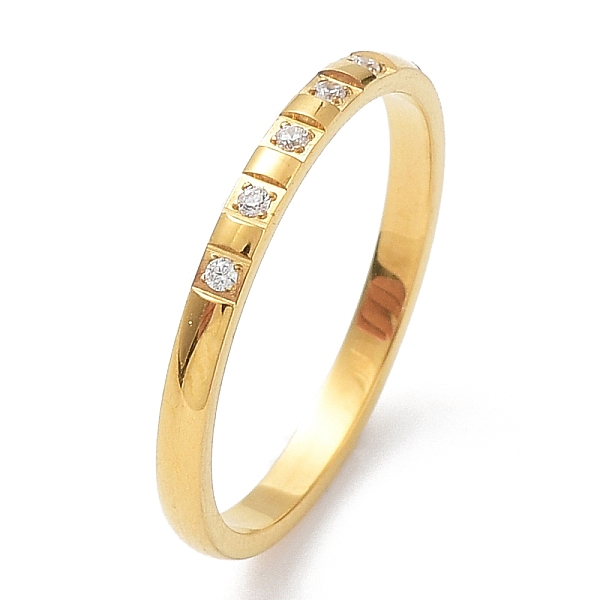 

PandaHall Ion Plating(IP) 304 Stainless Steel Rectangle Finger Ring with Cubic Zirconia, Golden, US Size 7(17.3mm) Stainless Steel+Cubic...