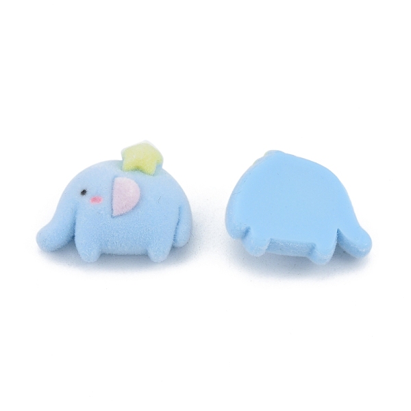 

PandaHall Opaque Resin Cabochons, Flocky Elephant, Light Sky Blue, 19x22.5~23.5x7.5~8.5mm Resin Elephant