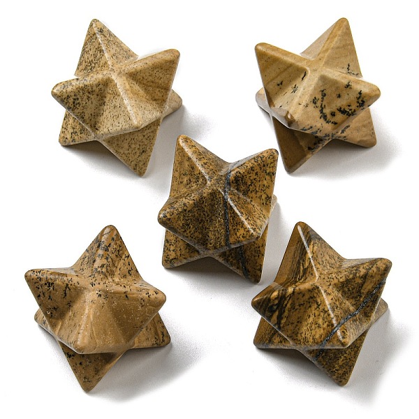 

PandaHall Natural Picture Jasper Beads, No Hole/Undrilled, Merkaba Star, 25x25x25mm Picture Jasper Star