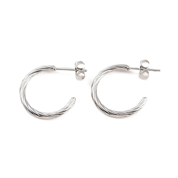 

PandaHall 304 Stainless Steel Round Stud Earrings, Half Hoop Earrings, Stainless Steel Color, 20x19x2mm 304 Stainless Steel Round