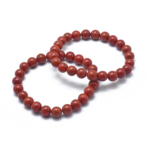 

PandaHall Natural Red Jasper Bead Stretch Bracelets, Round, 2 inch~2-1/8 inch(5.2~5.5cm), Bead: 10mm Red Jasper