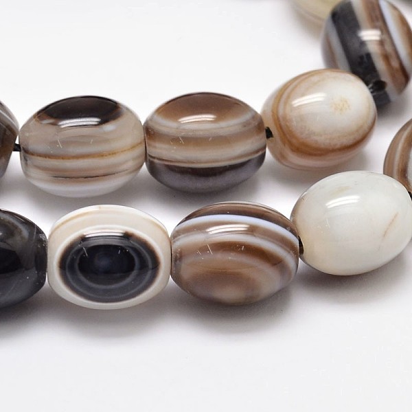 Naturel Rayé Agate Teintée Chapelets De Perles Ovales