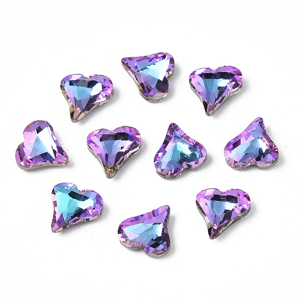 

PandaHall Pointed Back Glass Rhinestone Cabochons, Nail Art Decoration Accessories, AB Color Plated, Faceted, Heart, Orchid, 8x8x3.5mm..., Purple