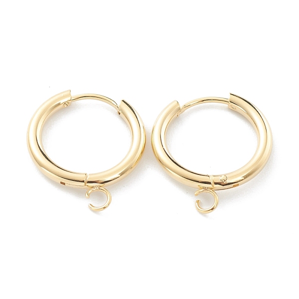 

PandaHall 201 Stainless Steel Huggie Hoop Earring Findings, with Horizontal Loop and 316 Surgical Stainless Steel Pin, Real 24K Gold Plated...