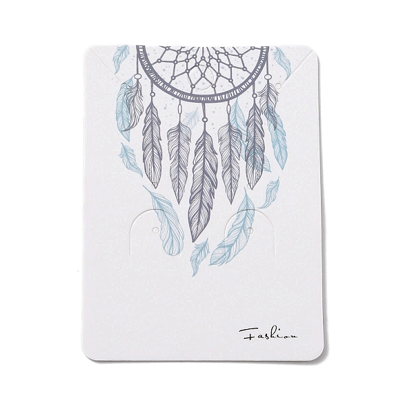 

PandaHall 100Pcs Woven Web/Net with Feather Print Paper Jewelry Display Cards, for Earrings and Necklaces Display, Rectangle, 7.8x5.8x0.05cm..., White