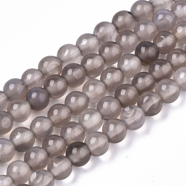 

PandaHall Natural Grey Agate Beads Strands, Round, 4mm, Hole: 0.5mm, about 91~95pcs/strand, 14.57 inch~15.35 inch(37~39cm) Grey Agate Round