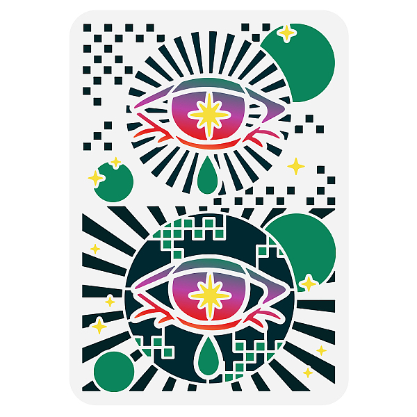 

PandaHall FINGERINSPIRE Evil Eye Stencil 11.7x8.3 inch 2 Styles Evil Eye Painting Stencils Plastic Mosaic Devil's Eye Stars Pattern Templete...