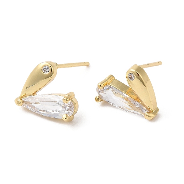 

PandaHall Heart Brass Micro Pave Cubic Zirconia Stud Earrings for Valentine's Day, Real 18K Gold Plated, 11.5x11mm Cubic Zirconia Heart..., Clear