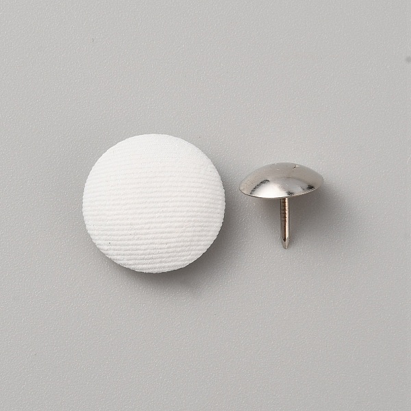 

PandaHall Cloth Cap Nail Button, with Iron Rivet, Hat Accessories, White, Button: 17x7mm, Hole: 1mm, Rivet: 11x3mm, Pin: 1mm Cloth White