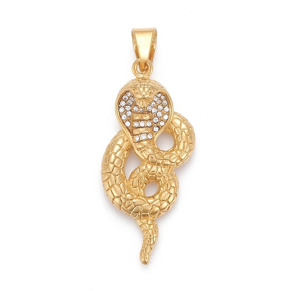

PandaHall 304 Stainless Steel Big Pendants, with Crystal Rhinestone, Cobra, Golden, 56x26x14mm, Hole: 6.5x11.5mm Stainless Steel+Rhinestone..., Clear